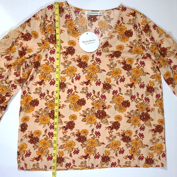 RusttyDustty NWT Size XXL Bohemia Peasant Blouse V-neck Crochet - Picture 9 of 12